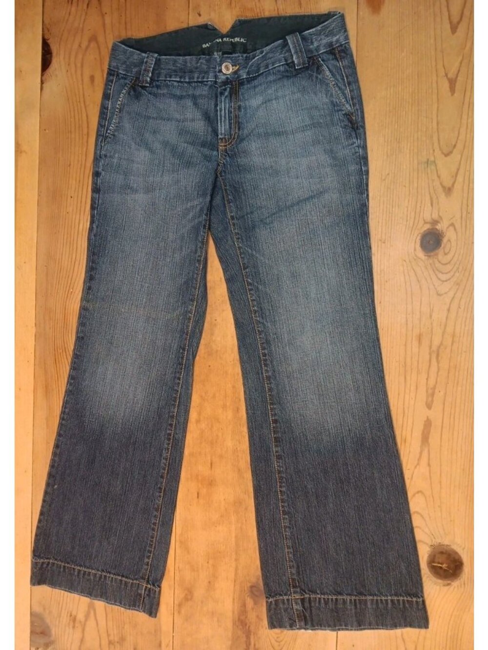 Banana Republic Trouser Jeans Womens 4 R  Blue Denim Wide Leg 100% Cotton